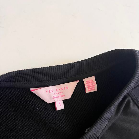 Ted Baker London Lanie Cascading Flora Floral Print Black Crewneck Sweatshirt XS - Picture 4 of 10